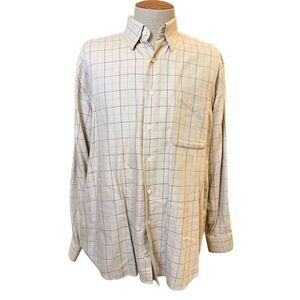 Alan Flusser Men’s Button Down  Plaid Shirt Large 100% Cotton Thick